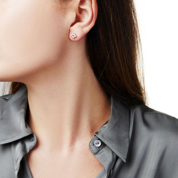 Sleek Yellow Gold Pearl and Diamond Earrings